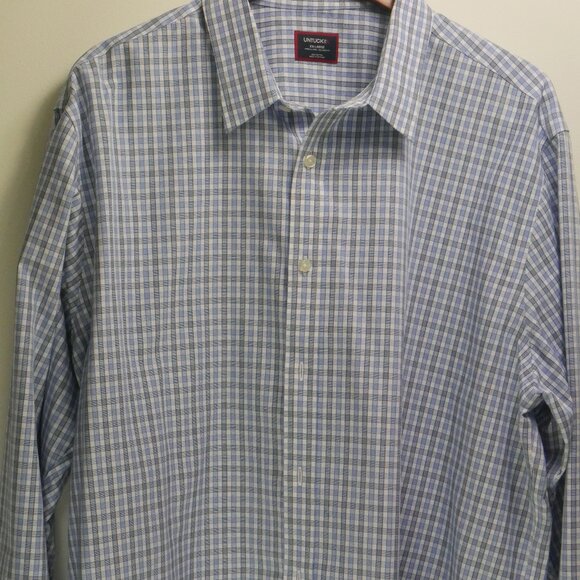 UNTUCKit Men's Blue Plaid Shirt XX-Large Wrinkle Free Relaxed Fit - Picture 1 of 12